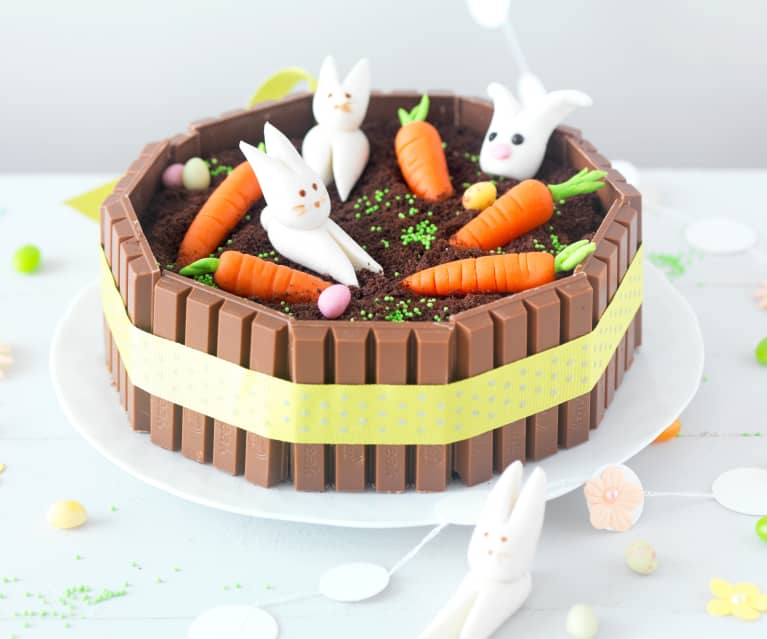 Gâteau au chocolat cake design décoration pâque et lapin pour