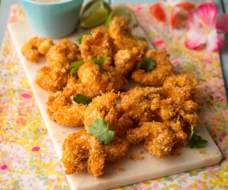 Coconut-crusted King Prawns with Citrus Mustard Dip