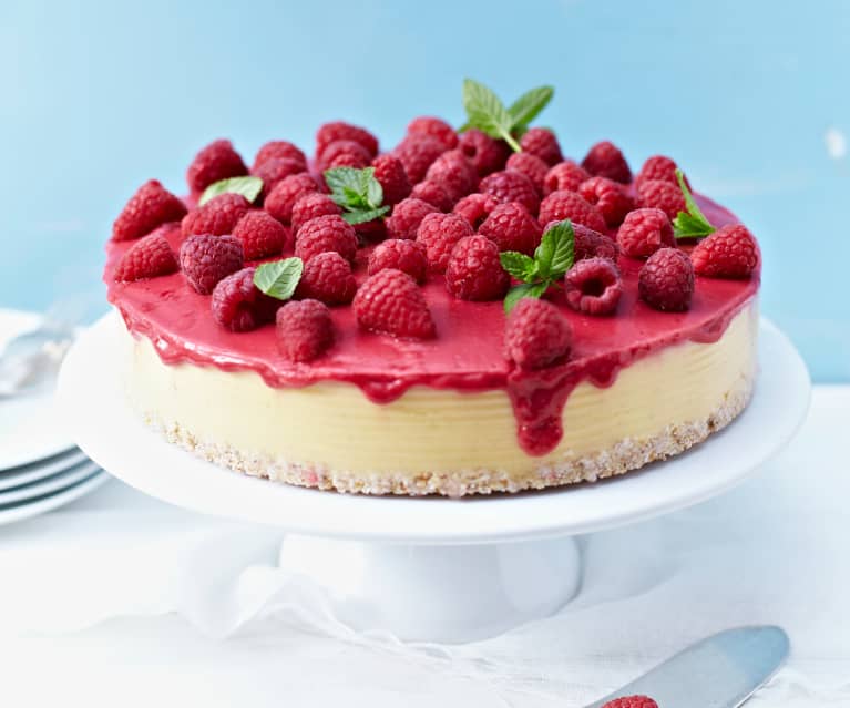 Gâteau aux framboises et pêches