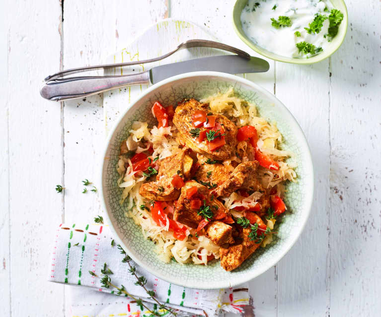 Poulet mariné et choucroute au paprika