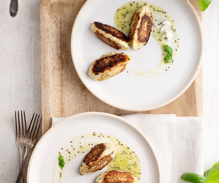 Ñoquis de coliflor con salsa de kiwi