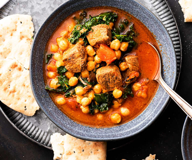 Lamm-Curry mit Kichererbsen und Spinat