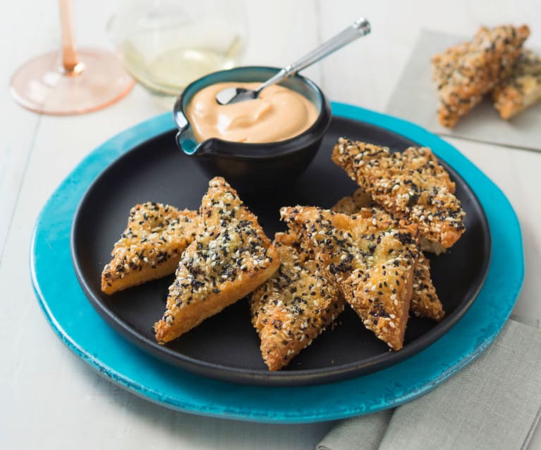 Prawn toast with Sriracha® and sesame mayonnaise