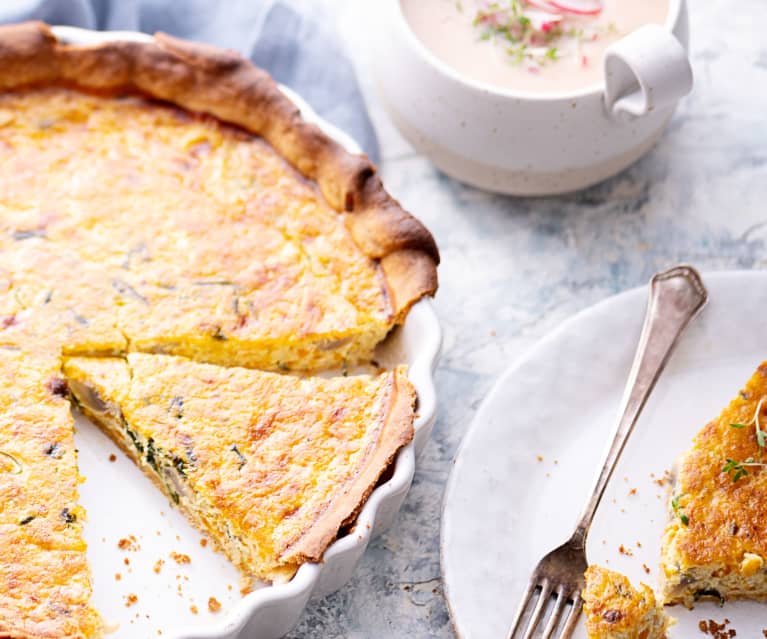 Menu: Sopa cremosa de rabanete e quiche de folhas de rabanete