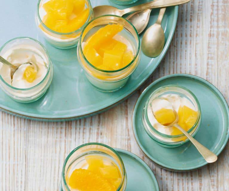 Oranges en gelée, pannacotta vanillée