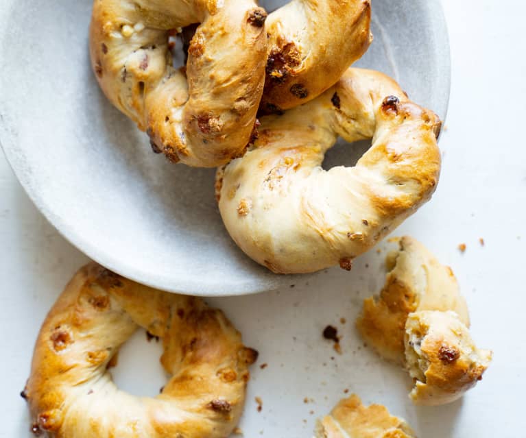 Bagel sucré chocolat blanc et amandes