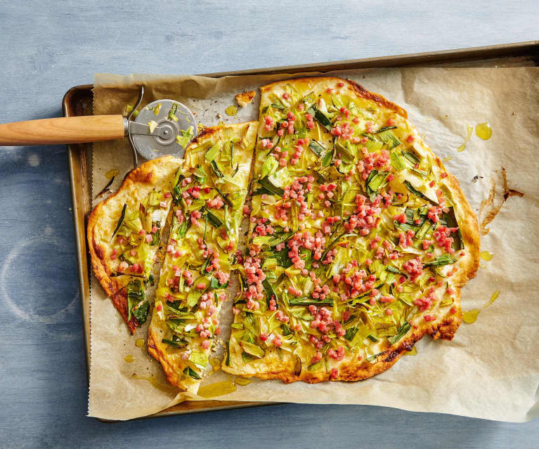 Tarte flambée aux poireaux