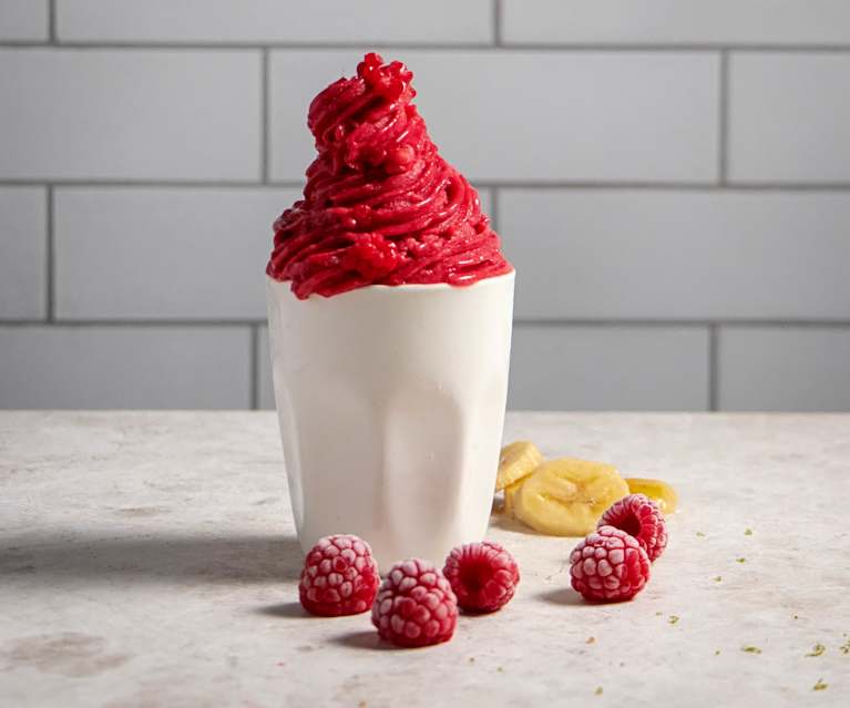 Banana and raspberry soft serve