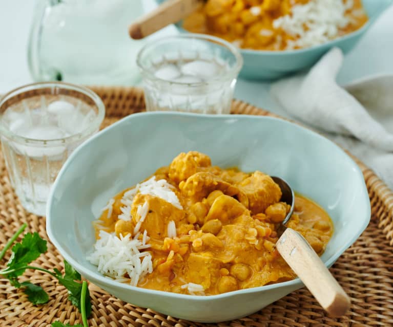 Linsen-Curry-Eintopf mit Hähnchen