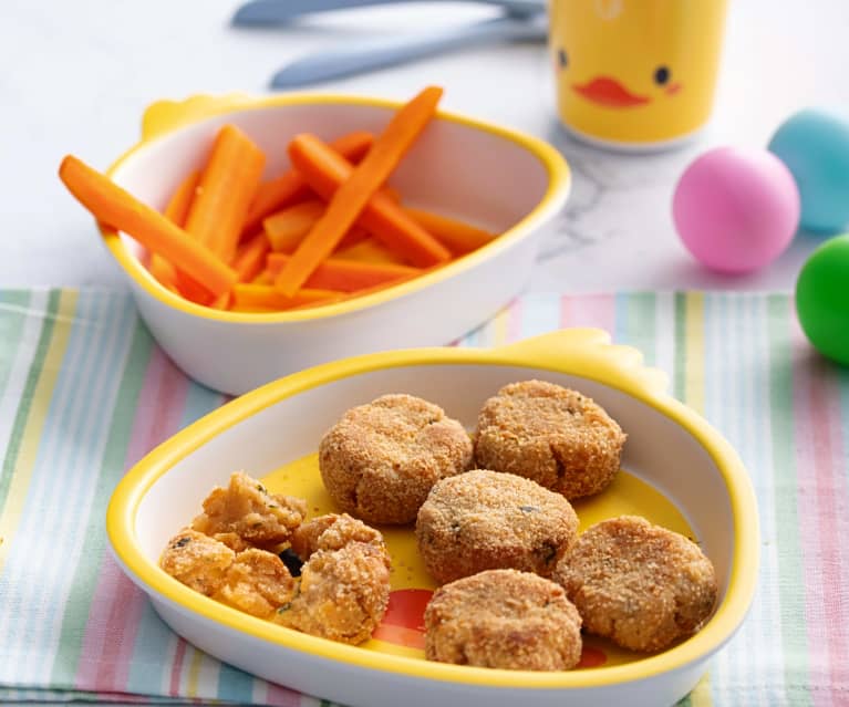 Nuggets de salmão com palitos de cenoura (Baby-Led Weaning)