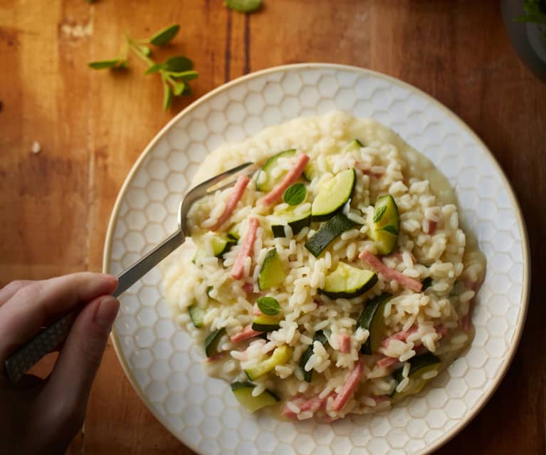 Risotto alle zucchine e prosciutto affumicato