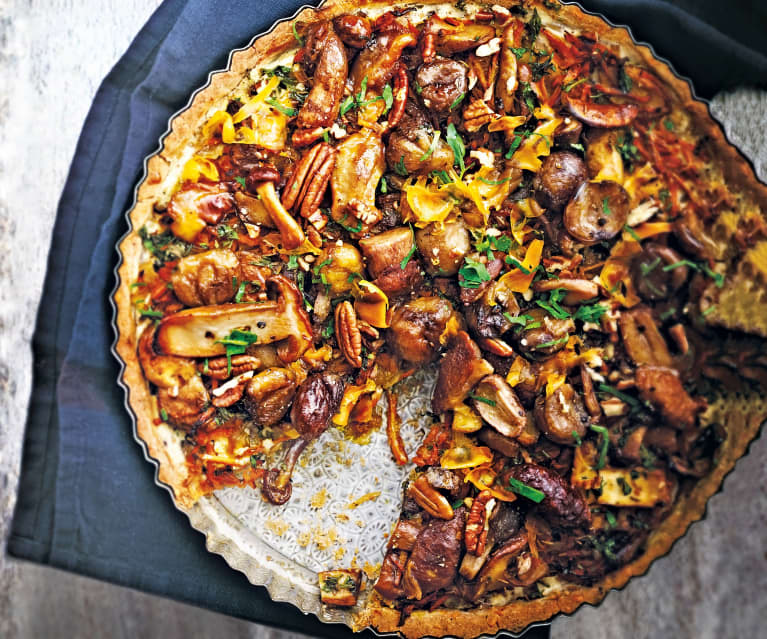 Tarte aux champignons et à la mimolette