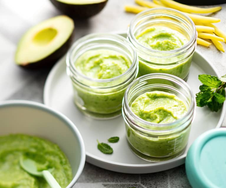 Erwtenboter, avocado en muntpuree