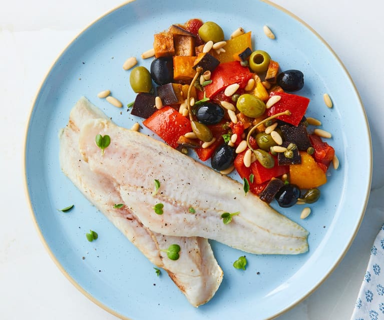 Filetti di pesce persico con caponata (Bimby Friend)