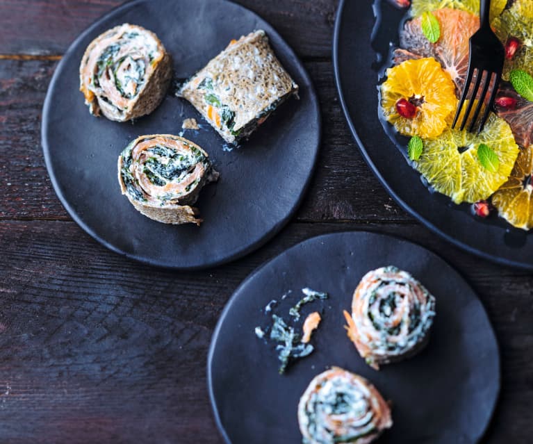 Makis bretons au saumon fumé, salade d'agrumes