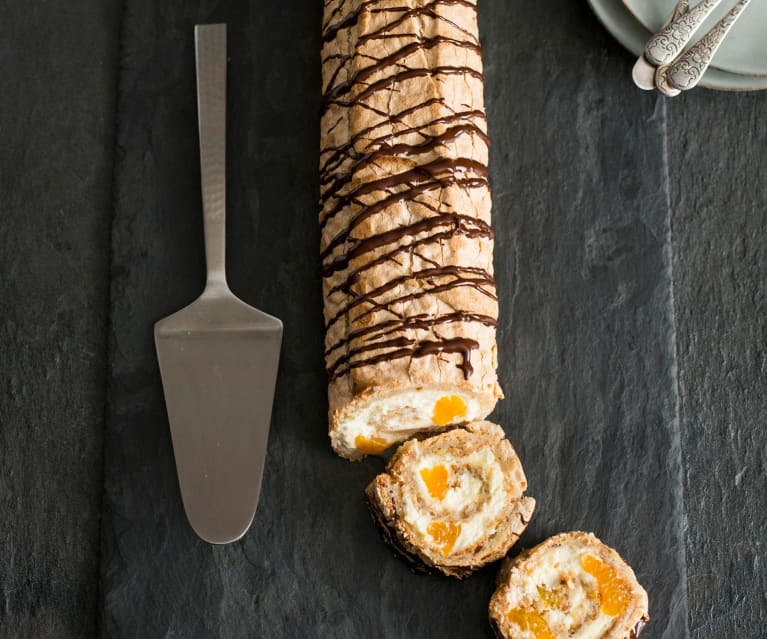 Hazelnut meringue roulade