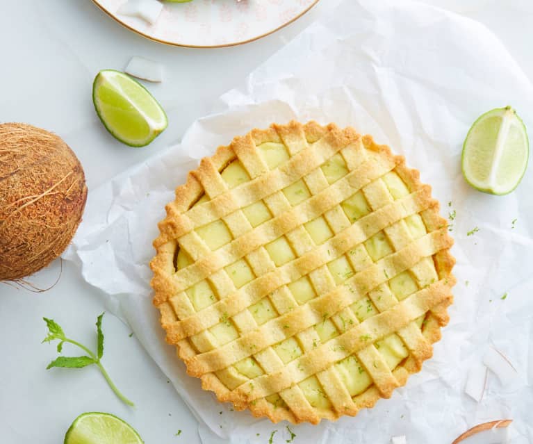 Crostata con crema di ricotta al lime e cocco (senza glutine)