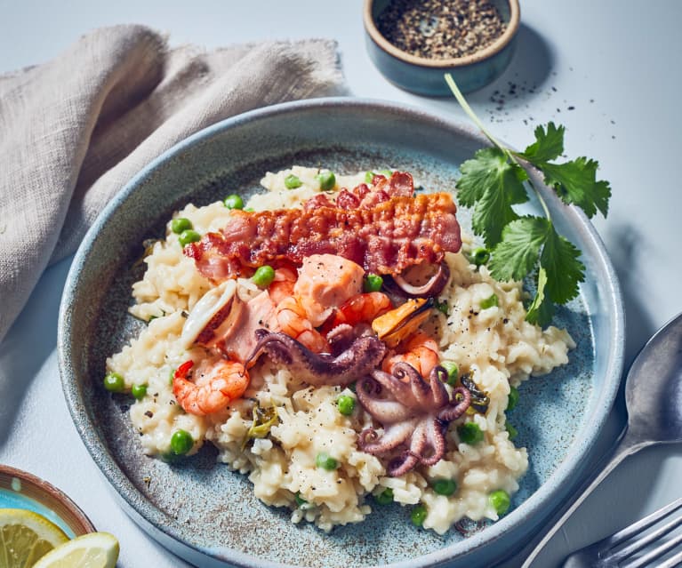 Weizenbier-Risotto mit Meeresfrüchten