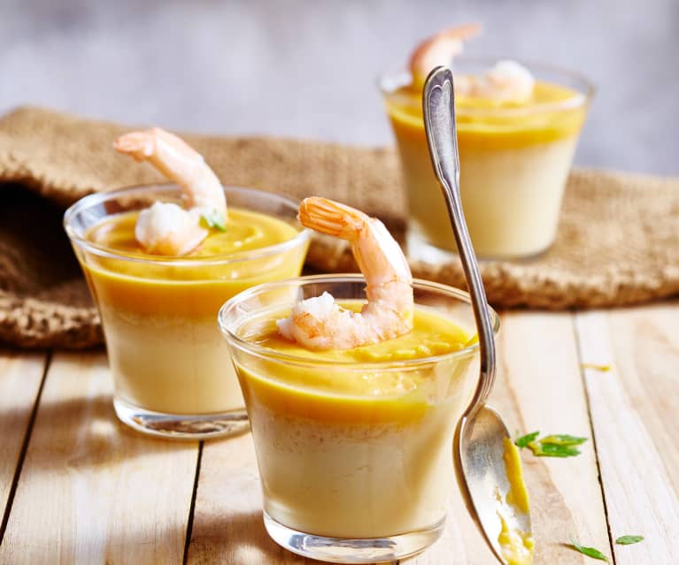 Royale de crevettes grises, mousse de potiron