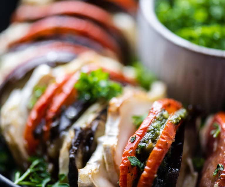 Baked Aubergine, Goat's Cheese and Tomato Ratatouille (TM6)