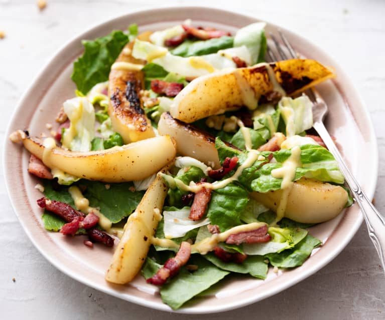 Insalata tiepida di pere con condimento alla senape