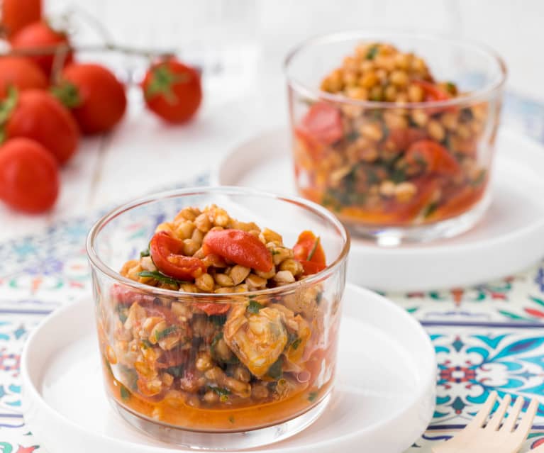 Insalata di farro e vongole in vasetto