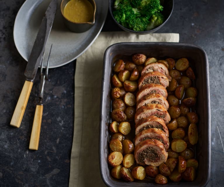 Stuffed Chicken and Glazed Potatoes