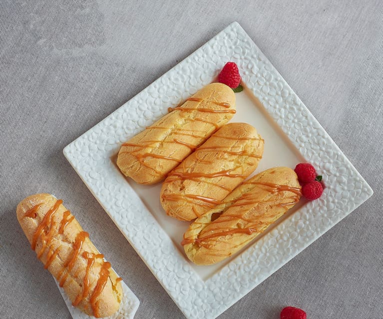 Éclair con crema pasticcera e caramello