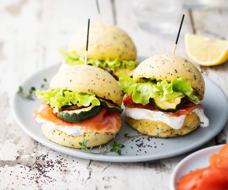 Burger de polenta au saumon fumé