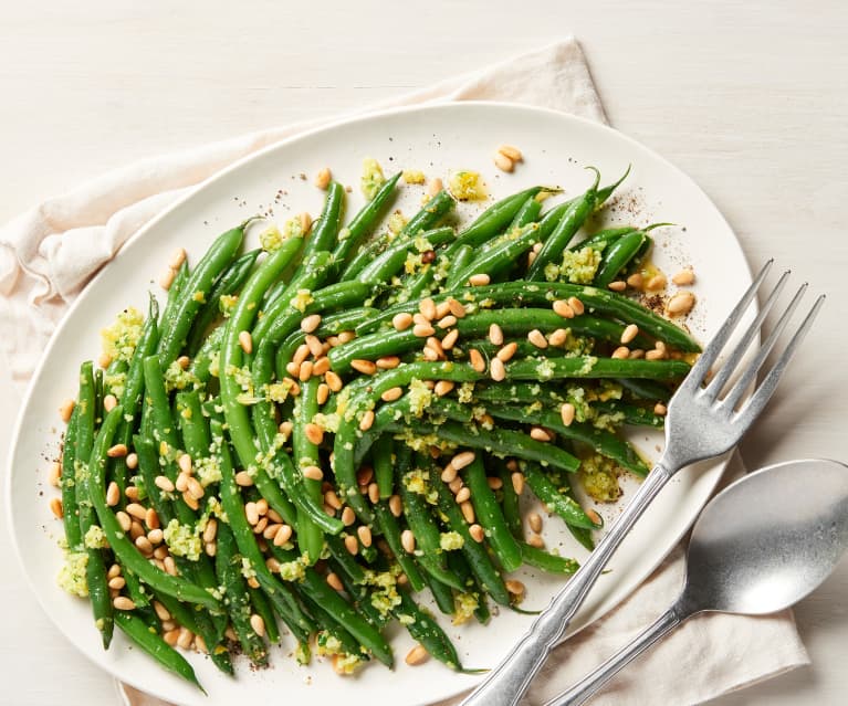 Haricots verts citronnés rôtis avec amandes