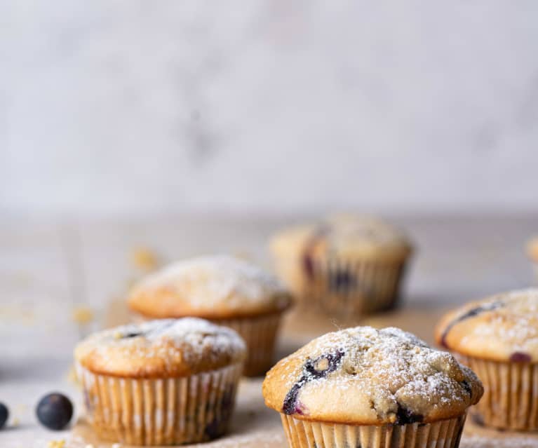 Muffins végans cheesecake et myrtilles