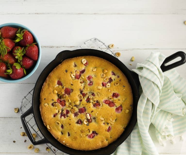 Hazelnut Strawberry Skillet Cake