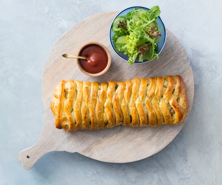 Tarta trenza rellena de cerdo