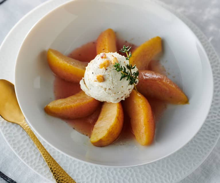 Sous-vide Apples with Lemon Thyme and Elderflower