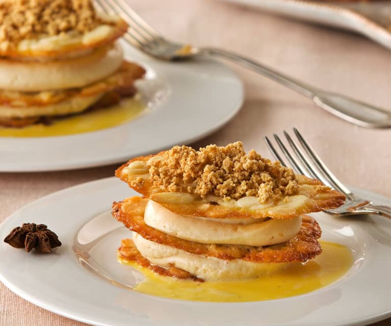 Milhojas de turrón y crema de anís