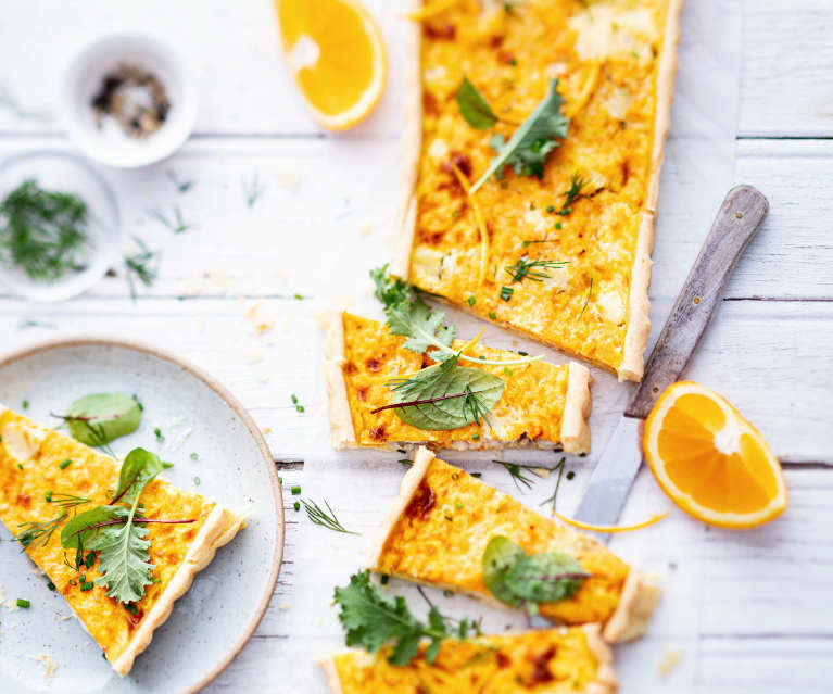 Quiche butternut, orange et lieu noir