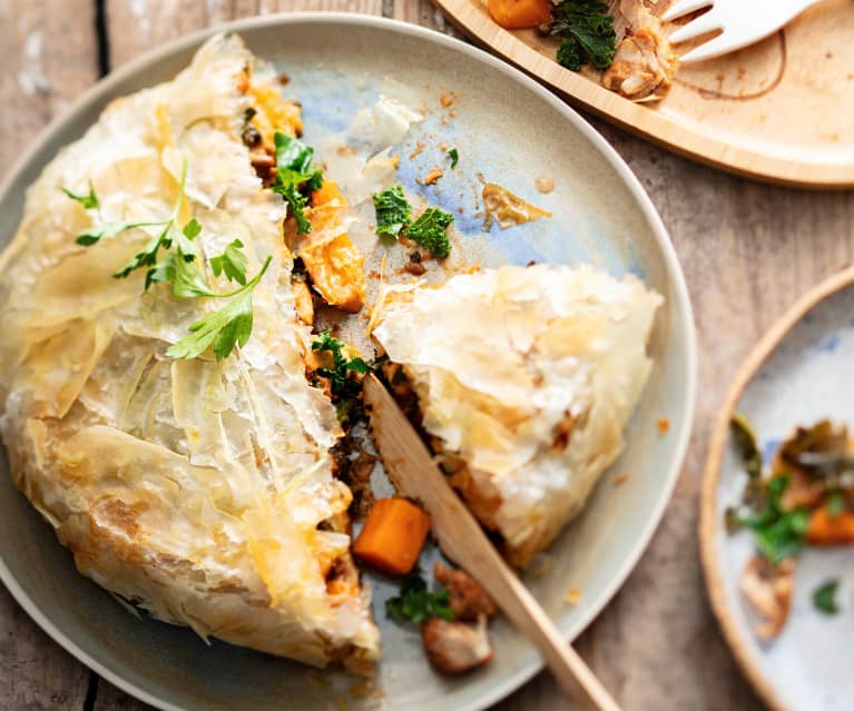 Babyfreundliche Pastete mit Huhn, Süßkartoffel und Grünkohl