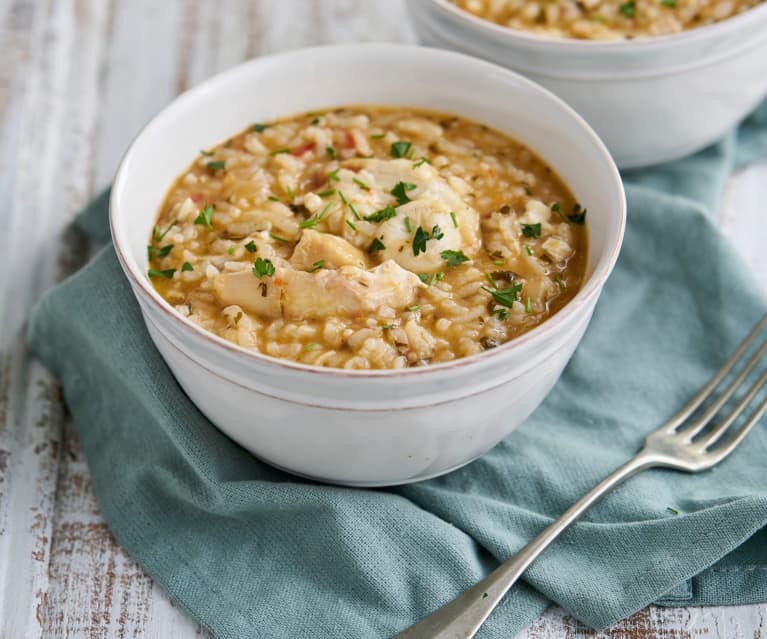 Risoto de línguas de bacalhau