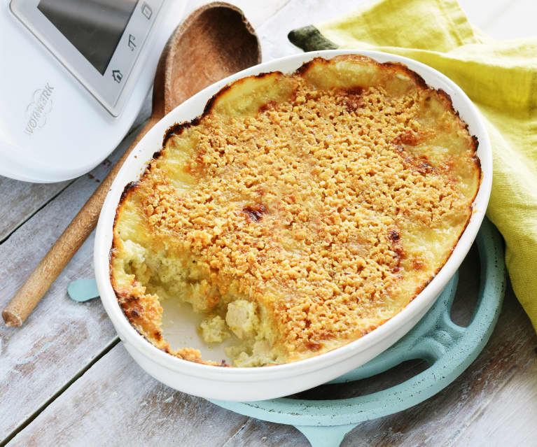 Crumble de poulet aux poireaux