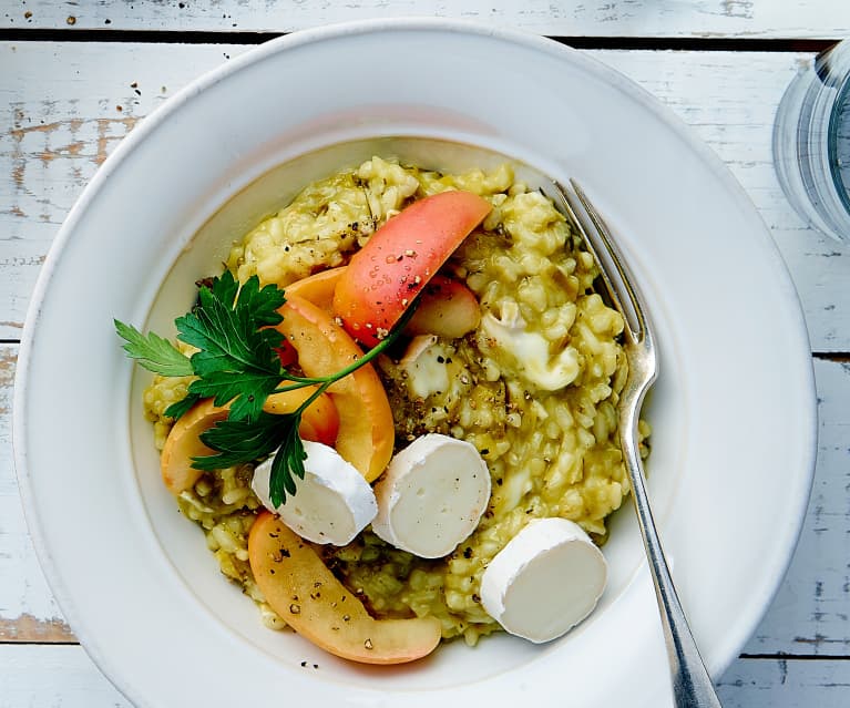 Lauch-Risotto mit Äpfeln und Ziegenkäse