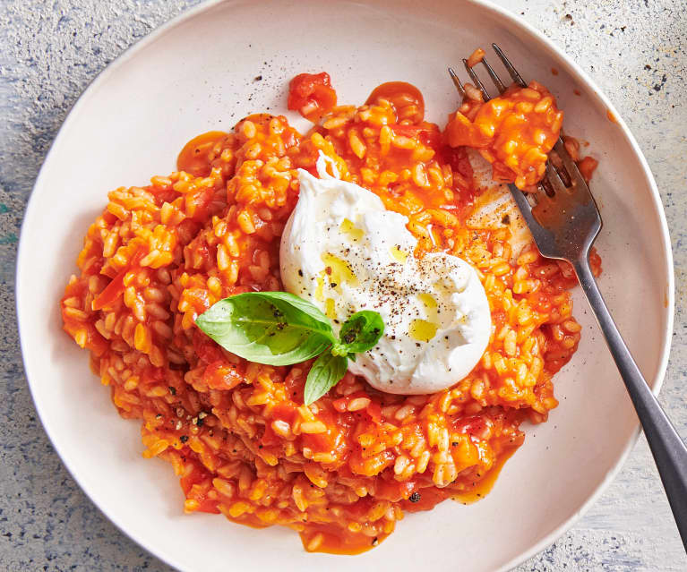 Risotto à la tomate et burrata