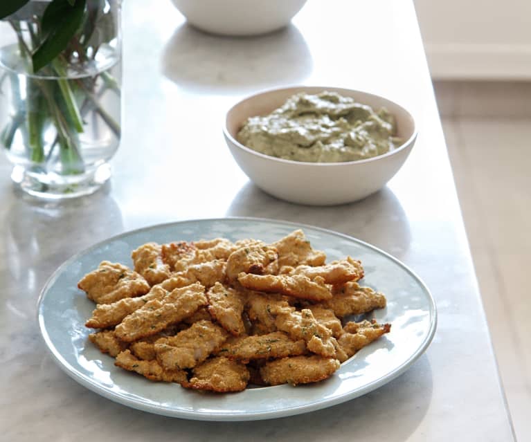 Bastones de merluza con mayonesa de palta