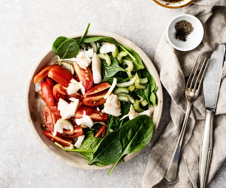 Ensalada de bacalao con apio y tomates con vinagreta al vacío TM6