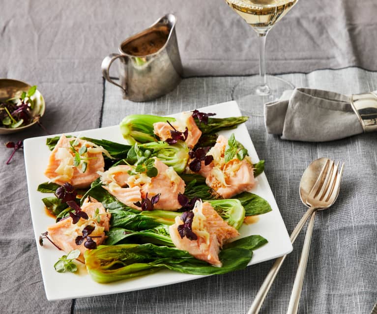 Lachs mit Pak Choi und Ponzusauce