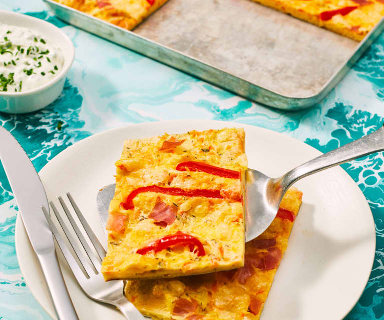 Ofenpfannkuchen mit Kräuter-Quark-Creme