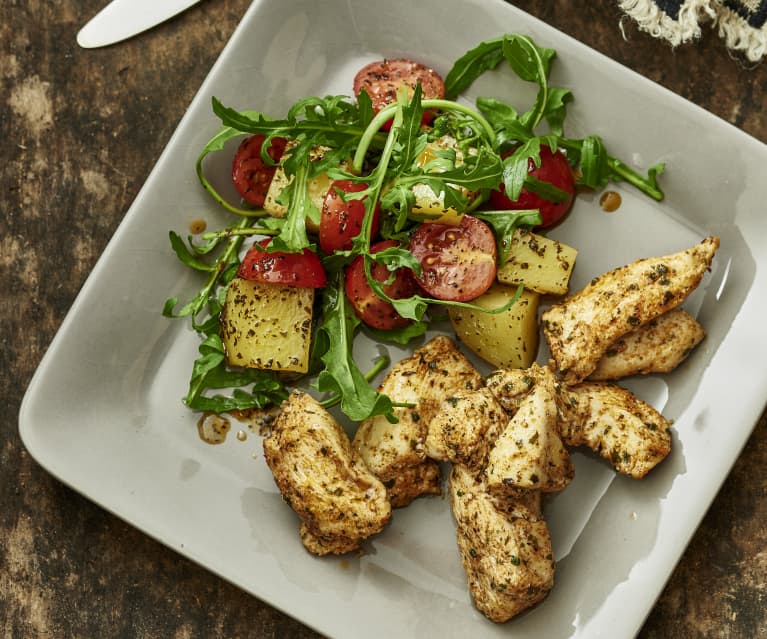 Pollo e insalata tiepida di patate