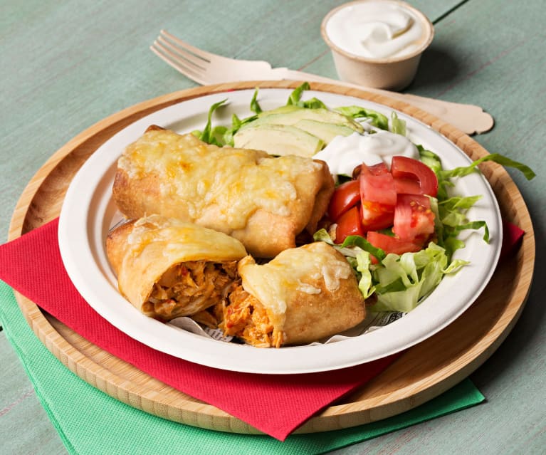 Chimichanga de pollo y queso - Fácil