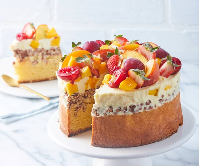 CH1: Pastel de almendras, turrón, mango y chocolate blanco