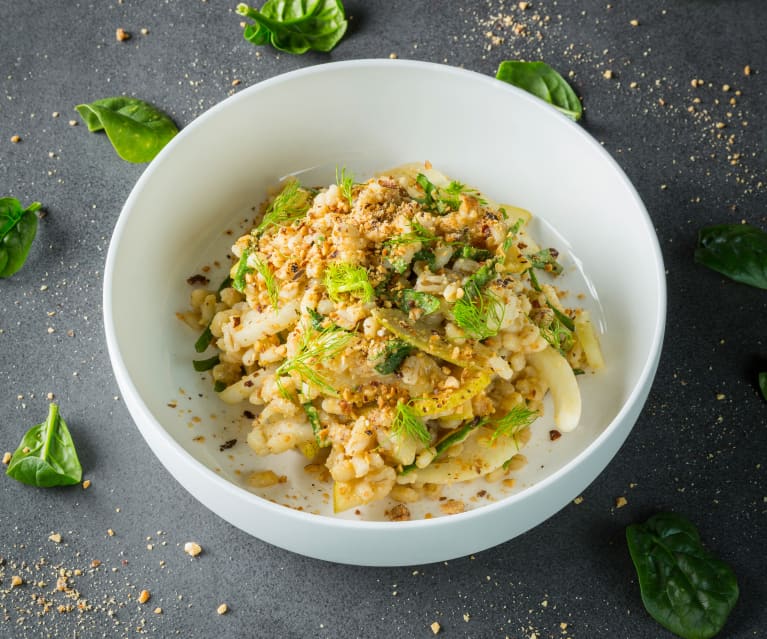 Lauwarmer Gerstensalat mit Fenchel und Birne