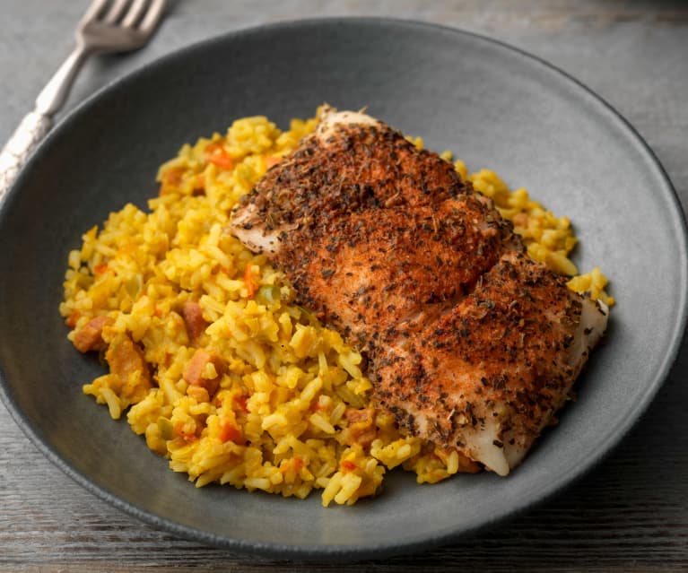 Steamed Hake with 7 Colour Rice